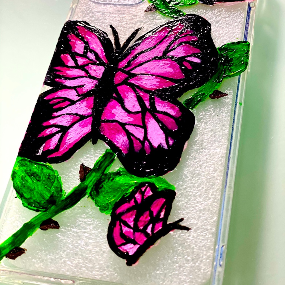 iPhone 11 Pro - Pink Butterfly Painted Case